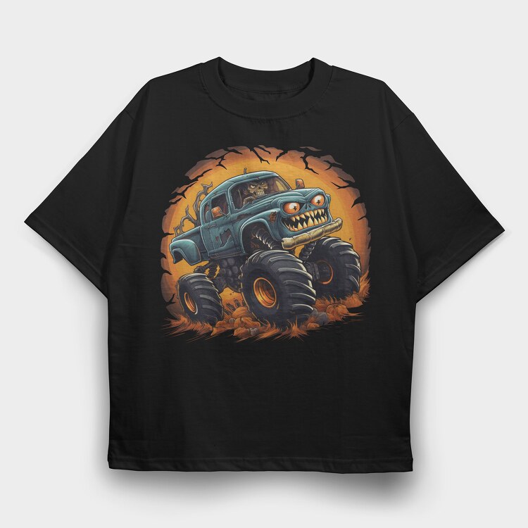 Halloween Monster Truck, Tricou Oversize Barbati (Unisex)