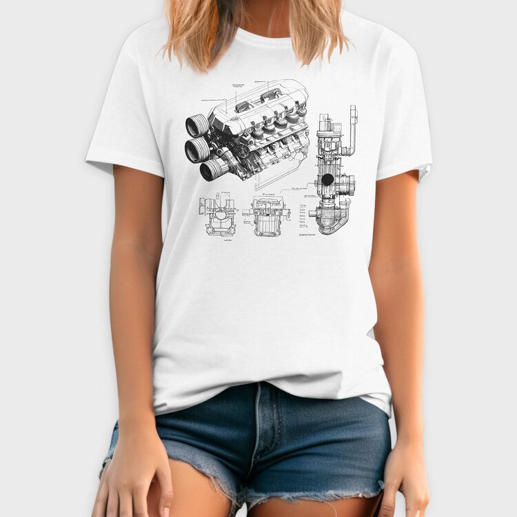 Engine Blueprint, Tricou Barbati (Unisex)