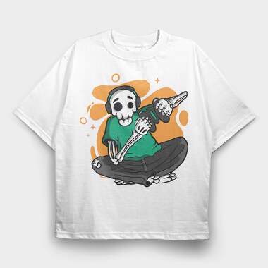 Gamer Skeleton, Tricou Oversize Barbati (Unisex)