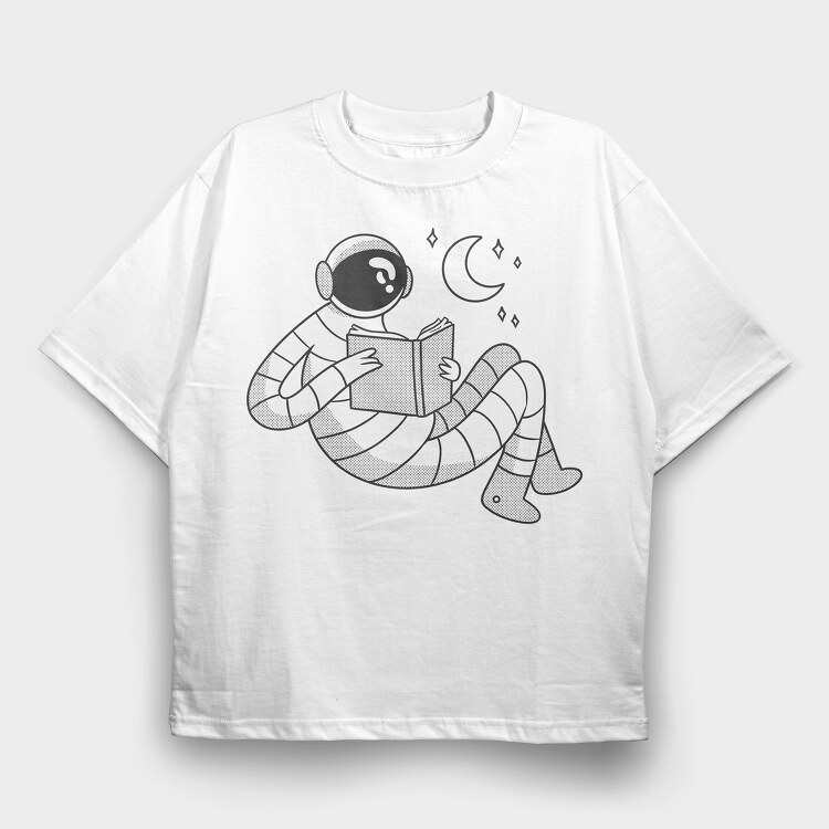 Astronaut Reading, Tricou Oversize Barbati (Unisex)