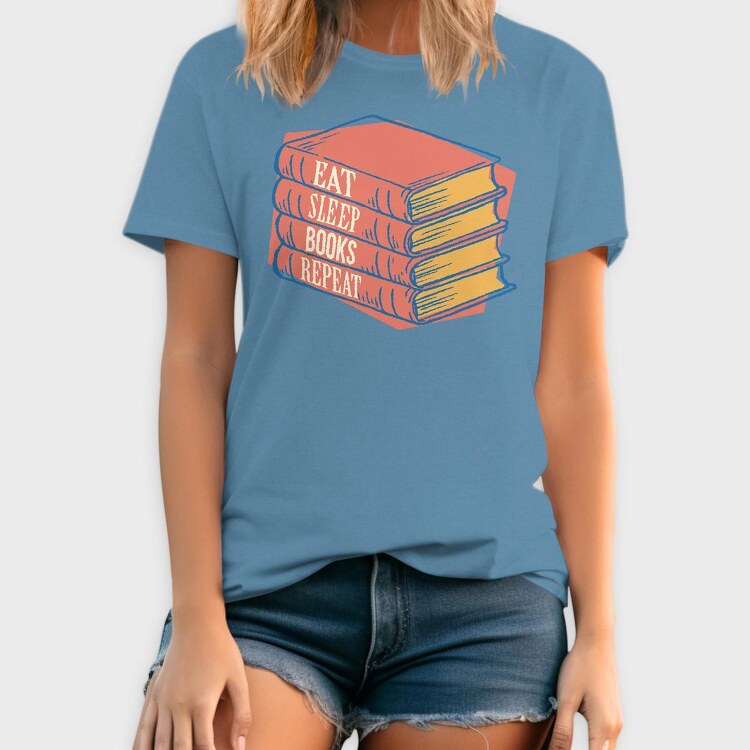 Eat Sleep Books Repeat, Tricou Barbati (Unisex)