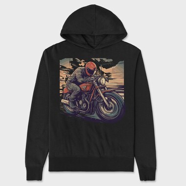 Motorcycle With Comic Rider, Hanorac Oversize Barbati (Unisex)